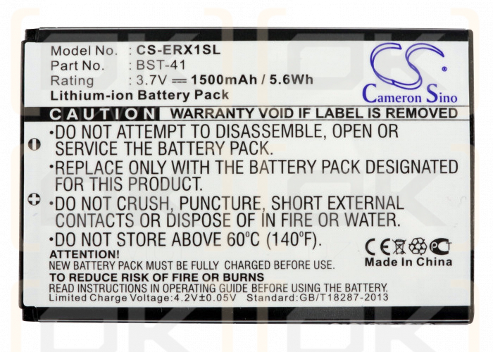 Sony Ericsson Xperia X2a / BST-41 1500 mAh Li-Ion 3,7 V (Cameron Sino)