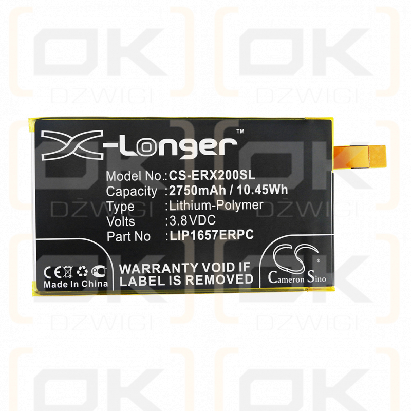 Sony H8314 / LIP1657ERPC 2750mAh Li-Polymer 3.8V (Cameron Sino)