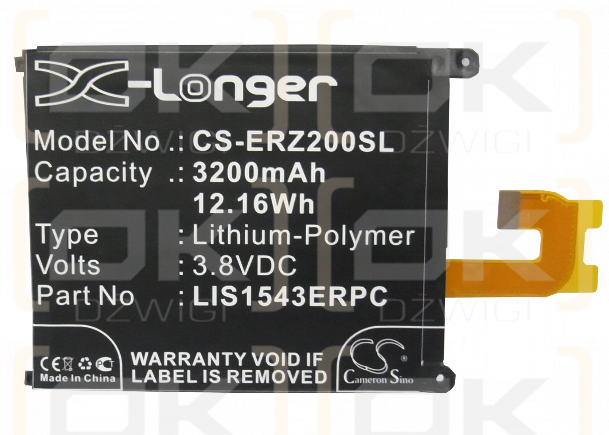 Sony Ericsson D6508 / LIS1543ERPC 3200mAh Li-Polymer 3.8V (Cameron Sino)