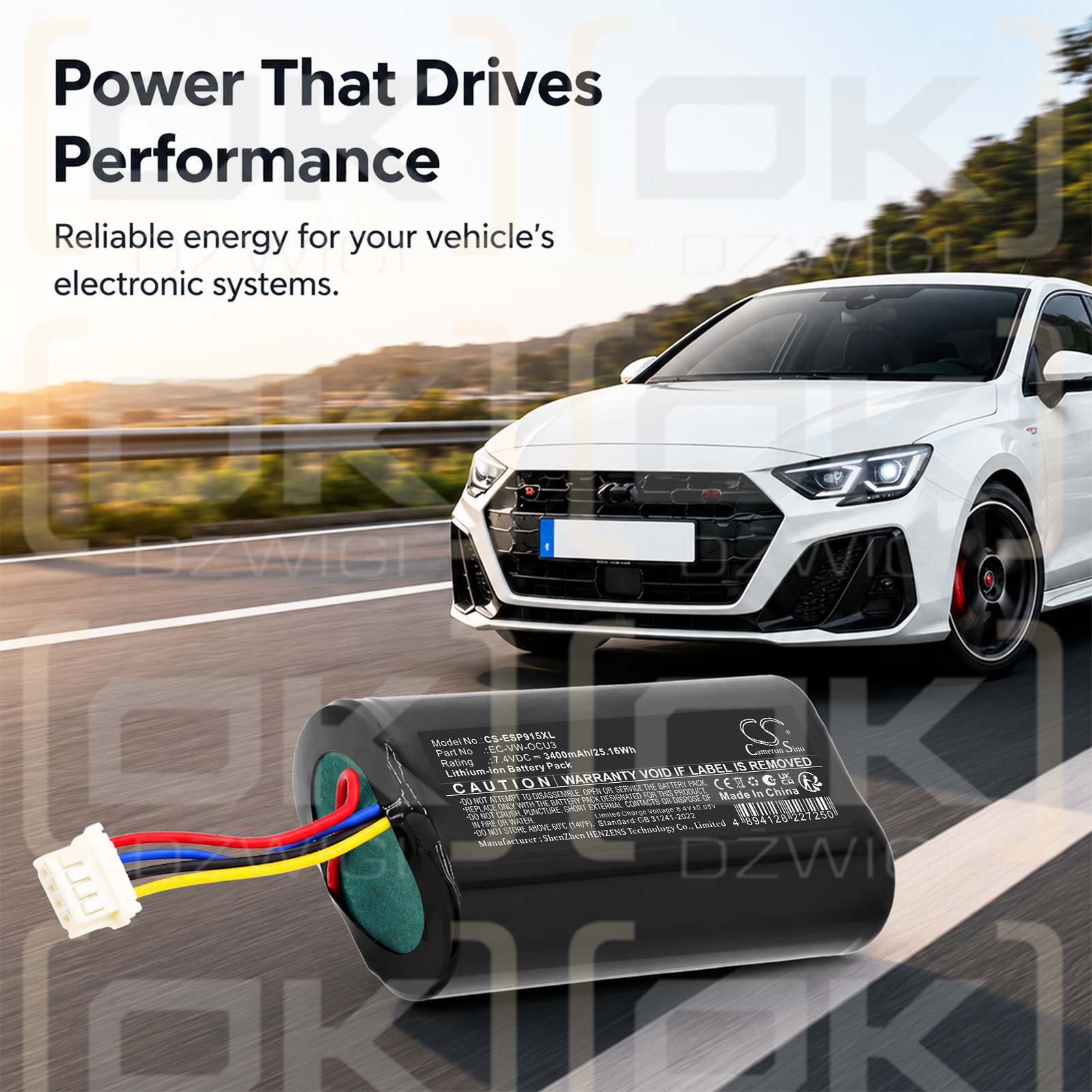 Bateria zamienna do SEAT Leon KL 2020 / 3G0915089 3400 mAh Li-ion 7.4 V (Cameron Sino)