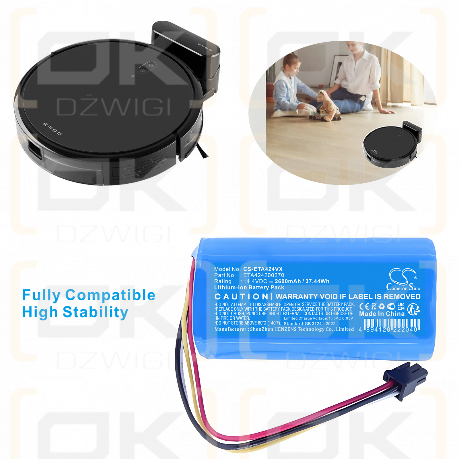 ETA Ergo 2218 / 2420 0270 2600mAh Li-ion 14.4V (Cameron Sino)