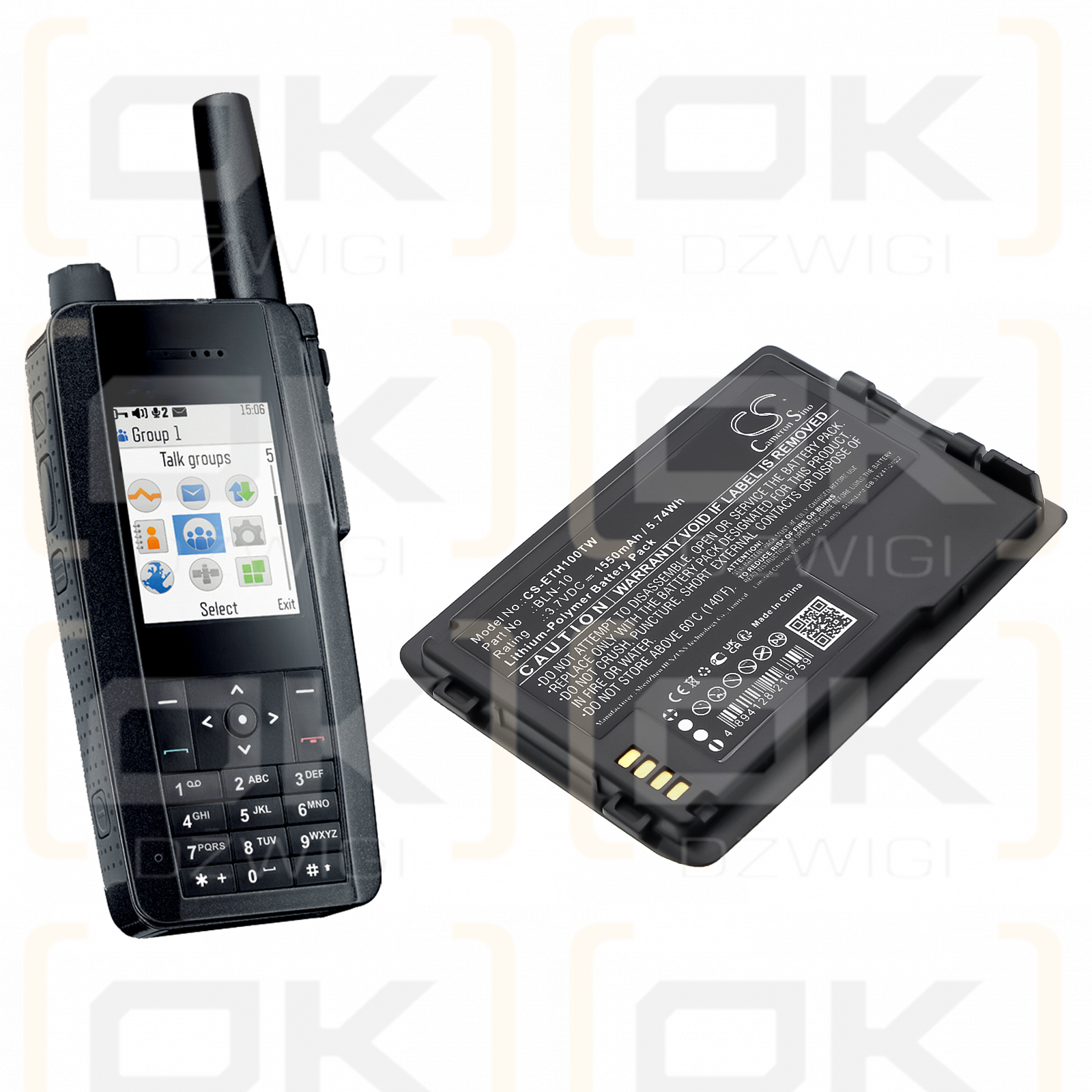 TETRA Cassidian TH1N / BLN-10 1550 мАч литий-полимерный 3,7 В (Cameron Sino)