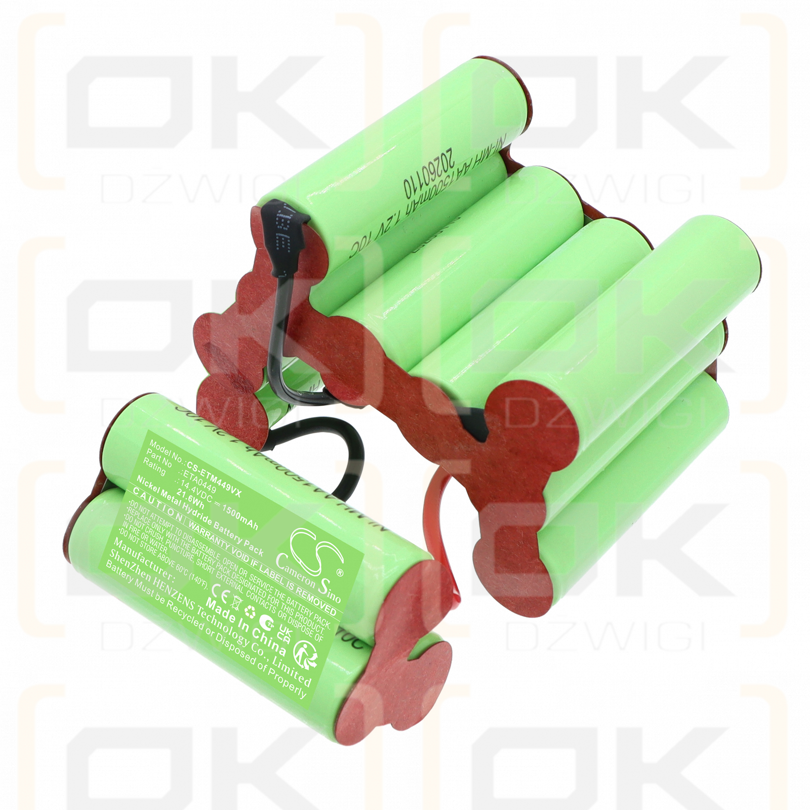 Replacement battery for ETA 0449 Moneto / ETA0449 1500 mAh Ni-MH 14.4 V (Cameron Sino)
