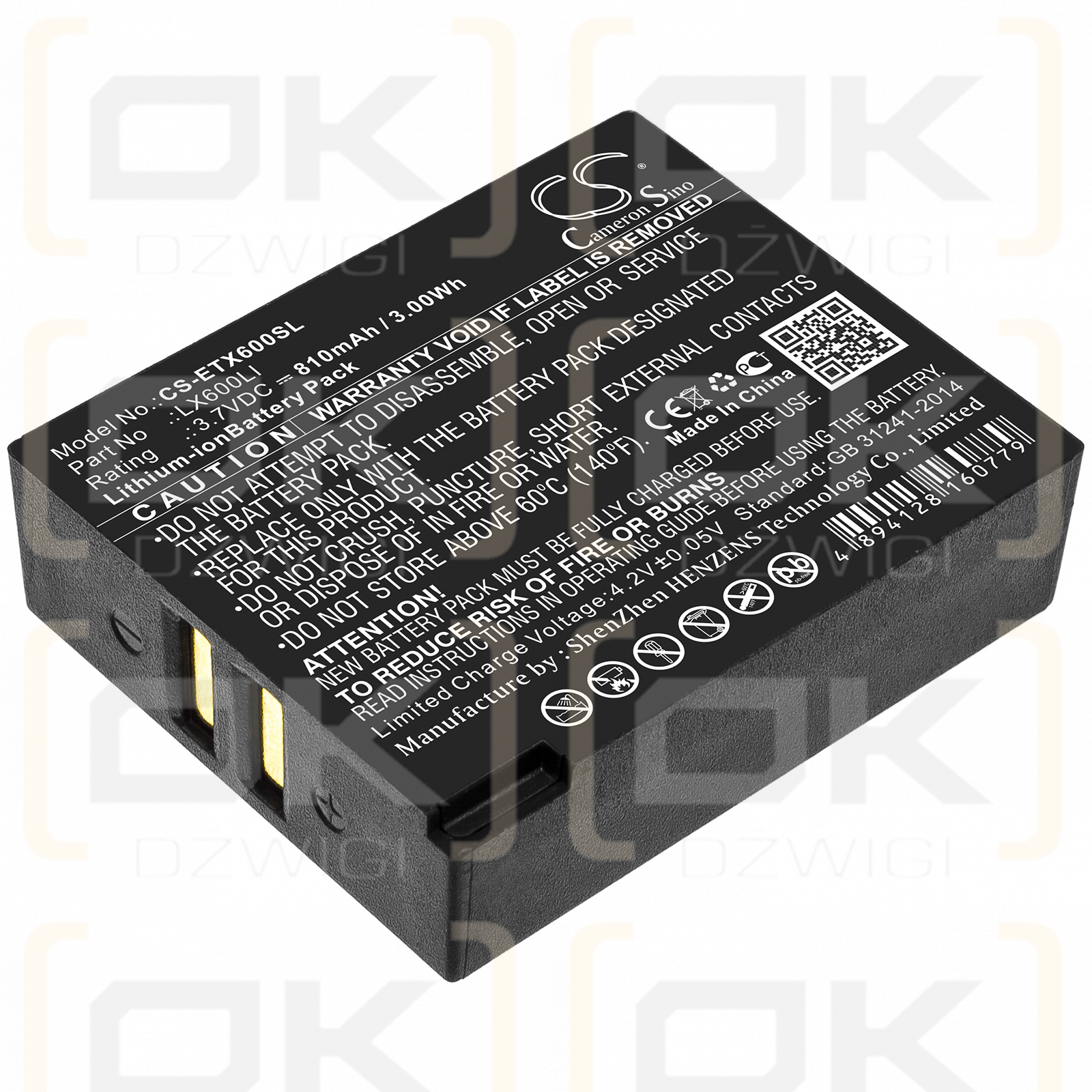 Sistemas de concentrador Eartec / LX600LI 810mAh Li-ion 3.7V (Cameron Sino)