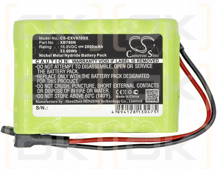 Euro Pro Shark SV780N / XB780N 2000mAh Ni-MH 16.8V (Cameron Sino)