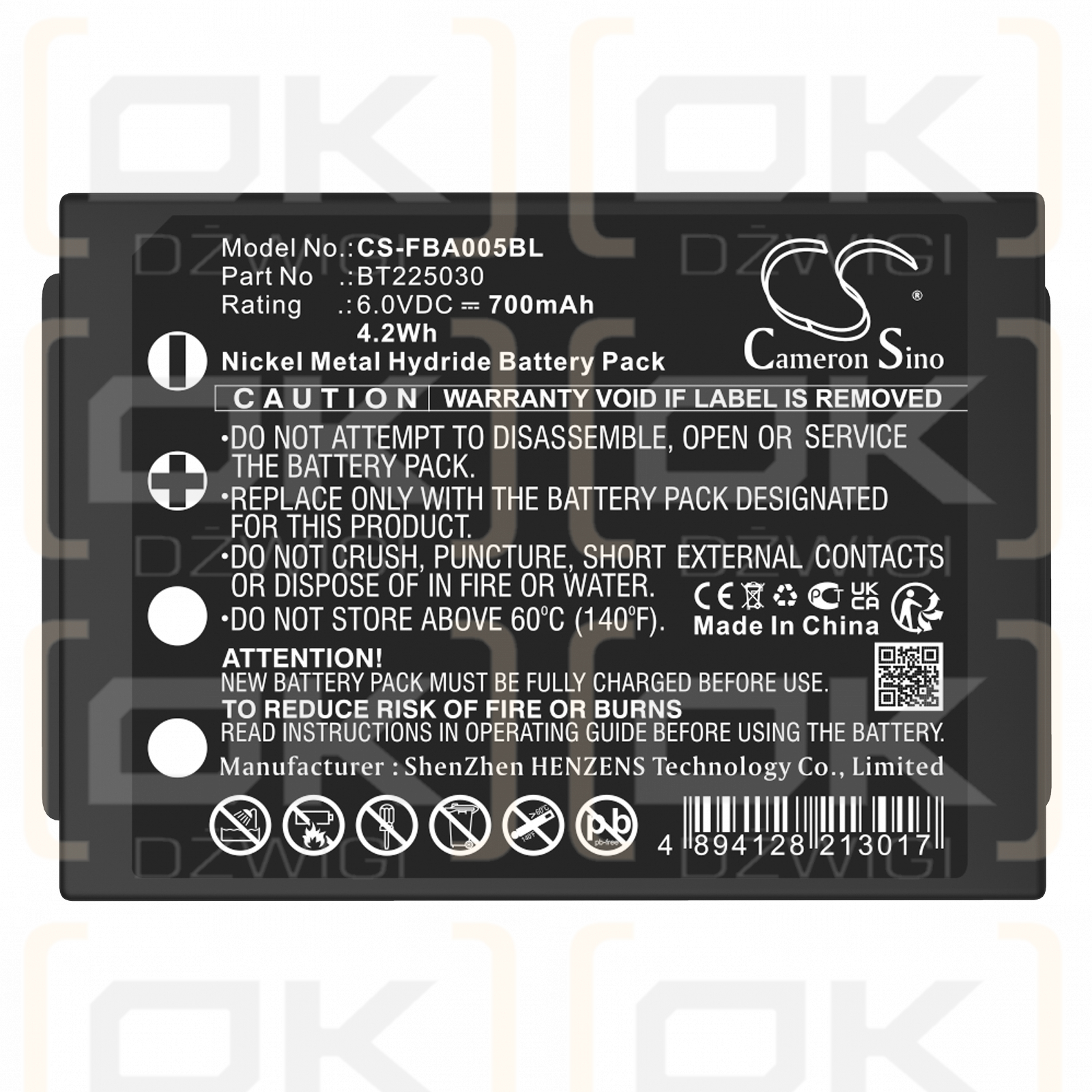 HBC TTB 05 / BATT/114046-O 700mAh Ni-MH 6.0V (Cameron Sino)