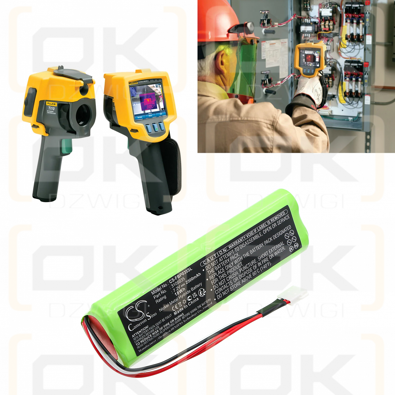 Fluke 7.2VDC 2500mAh Ni-MH Battery - Replacement for 3105035 (Cameron Sino)