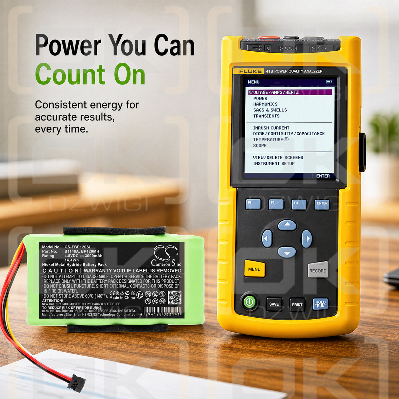Сменная батарея для измерительного прибора Fluke Scope Meter BP124 / B11483 3000 мАч Ni-MH 4,8 В (Cameron Sino)