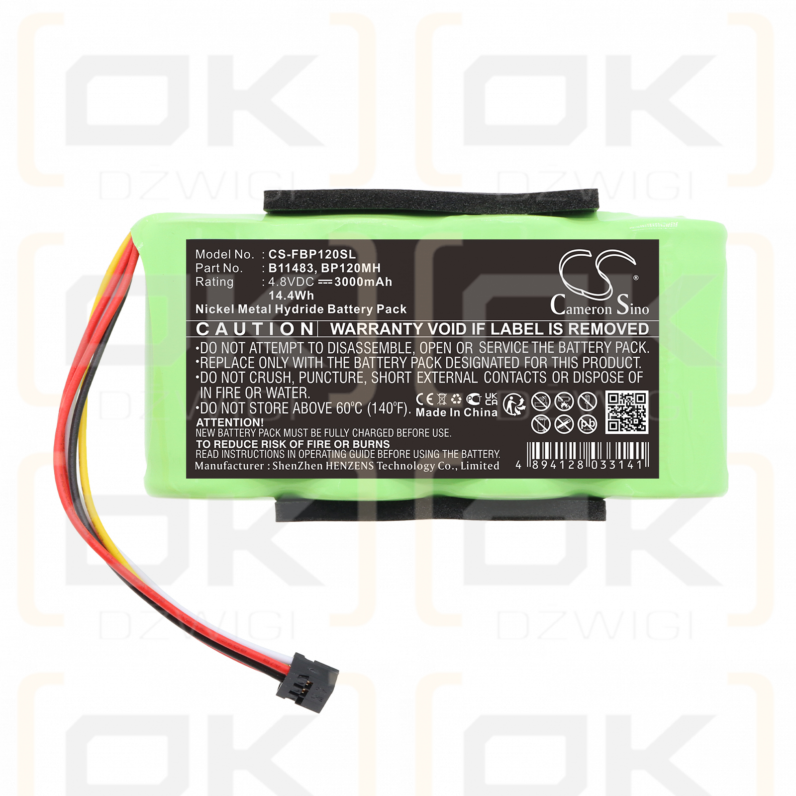 Сменная батарея для измерительного прибора Fluke Scope Meter BP124 / B11483 3000 мАч Ni-MH 4,8 В (Cameron Sino)