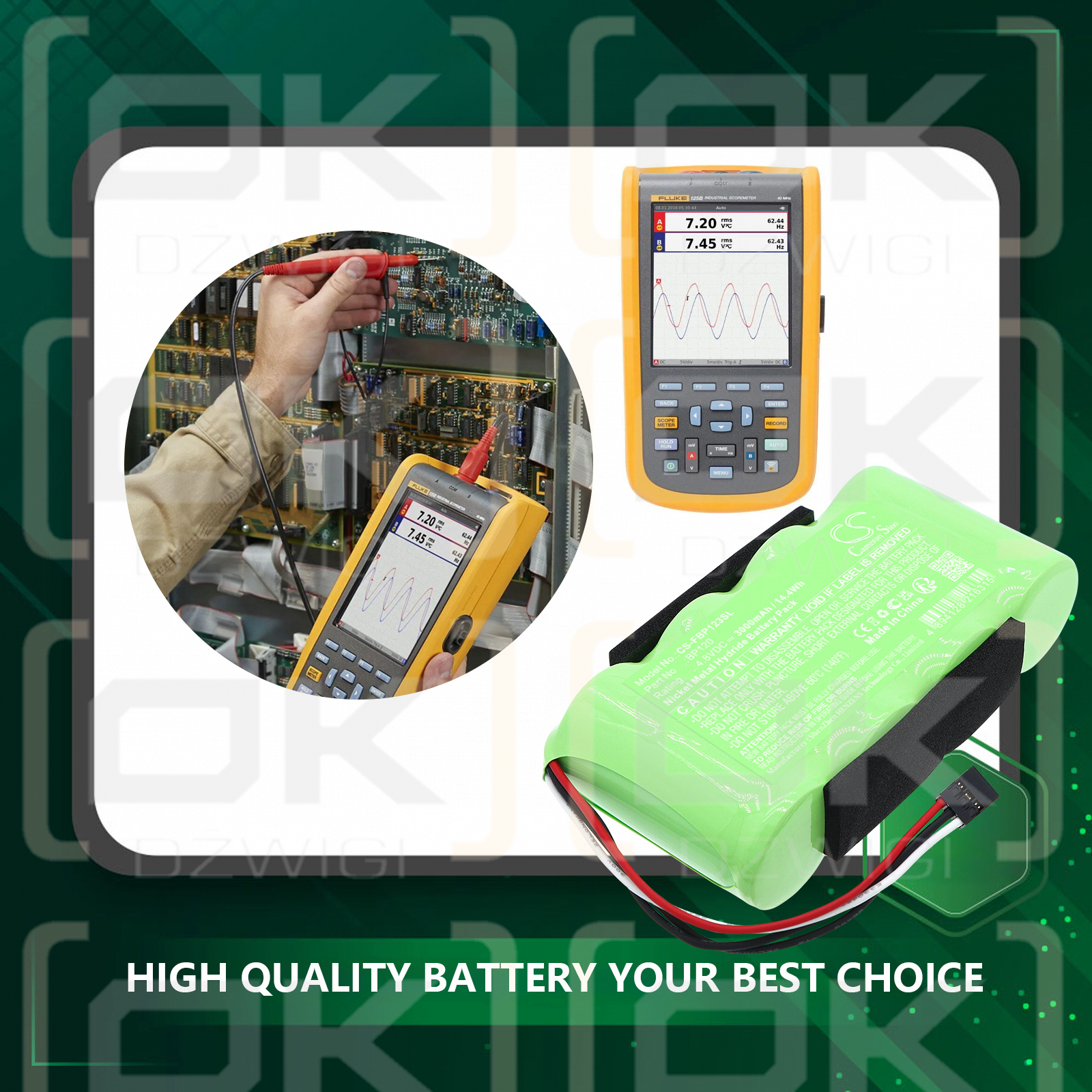 Fluke Scopemeter 120 (Firmware 2.01 oder höher) / BP120 3000 mAh Ni-MH 4,8 V (Cameron Sino)