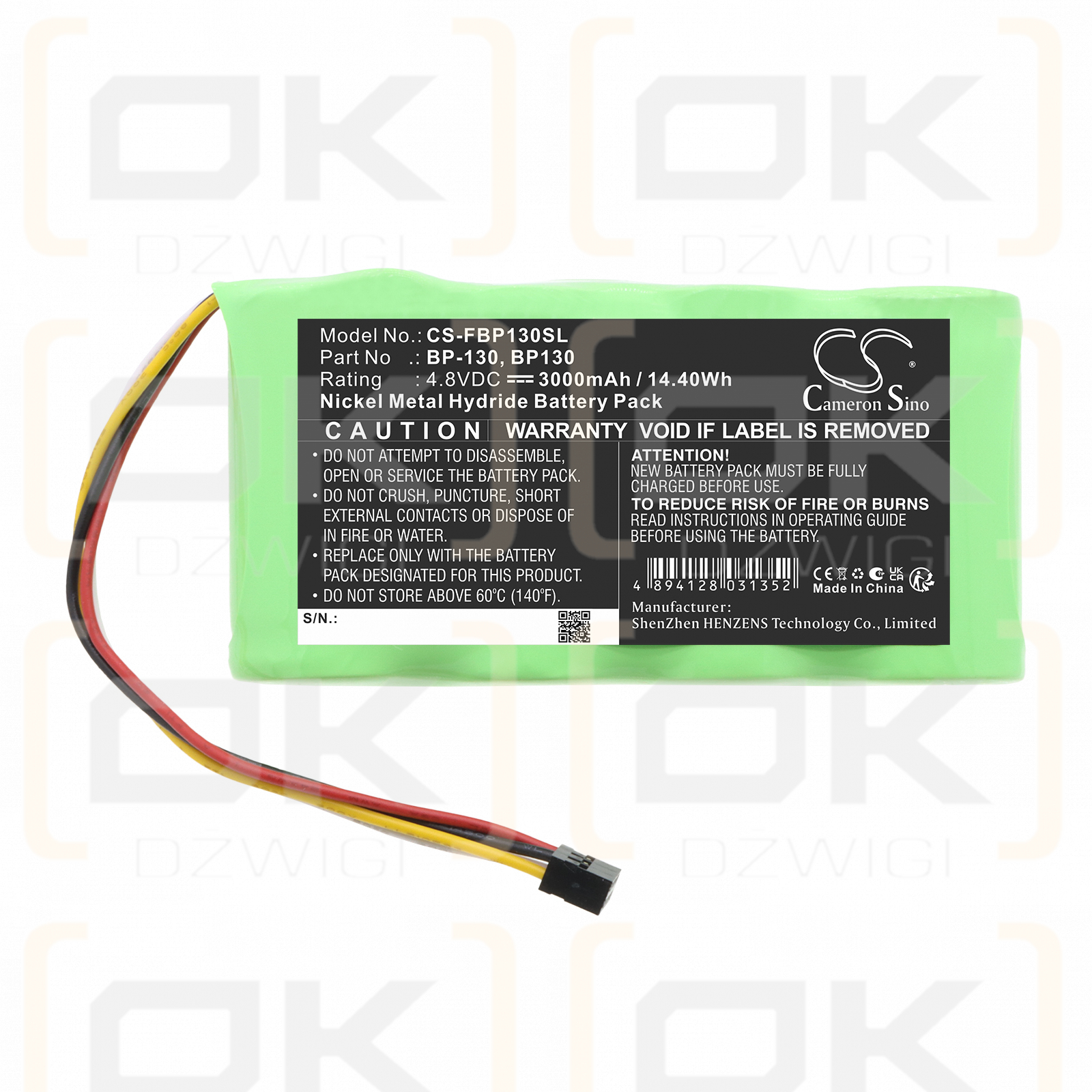 Сменная батарея для прибора Fluke ScopeMeter 123S / BP130 3000 мАч Ni-MH 4,8 В (Cameron Sino)