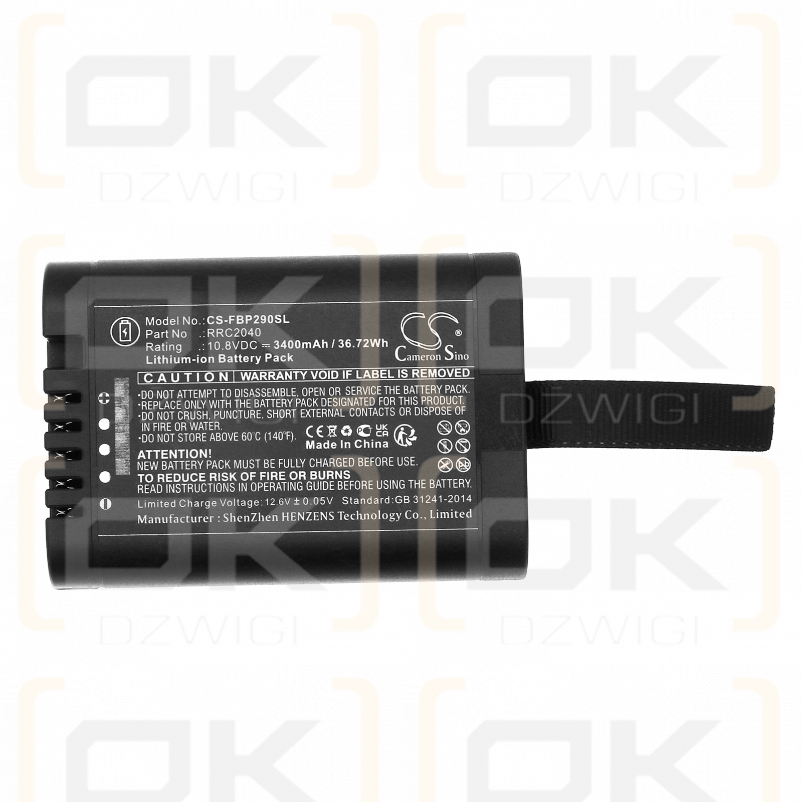 Fluke 125B / BP290 3400mAh Li-ion 10.8V (Cameron Sino)