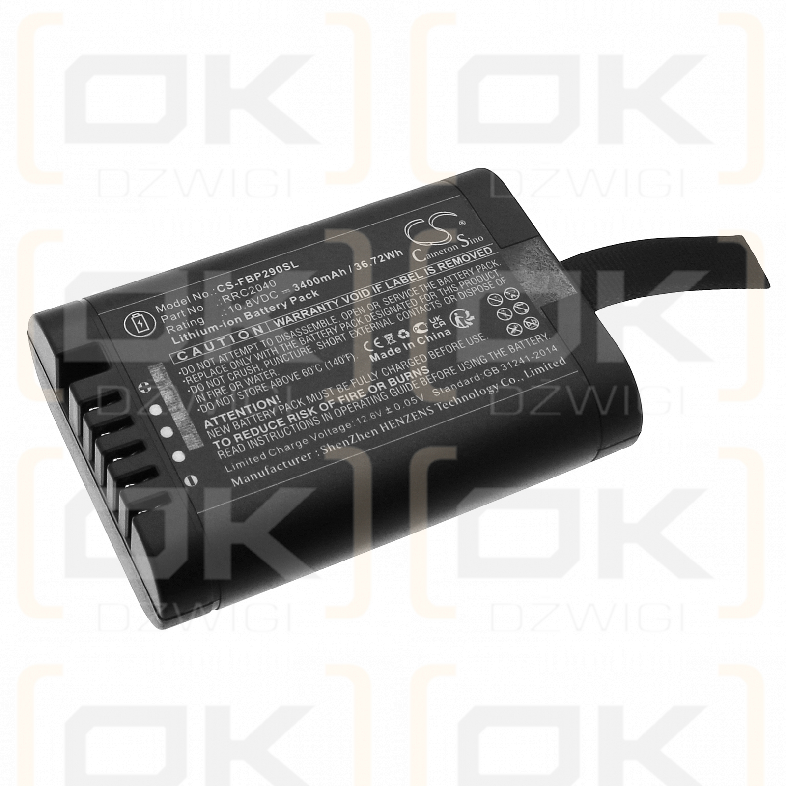 Fluke 125B / BP290 3400mAh Li-ion 10.8V (Cameron Sino)