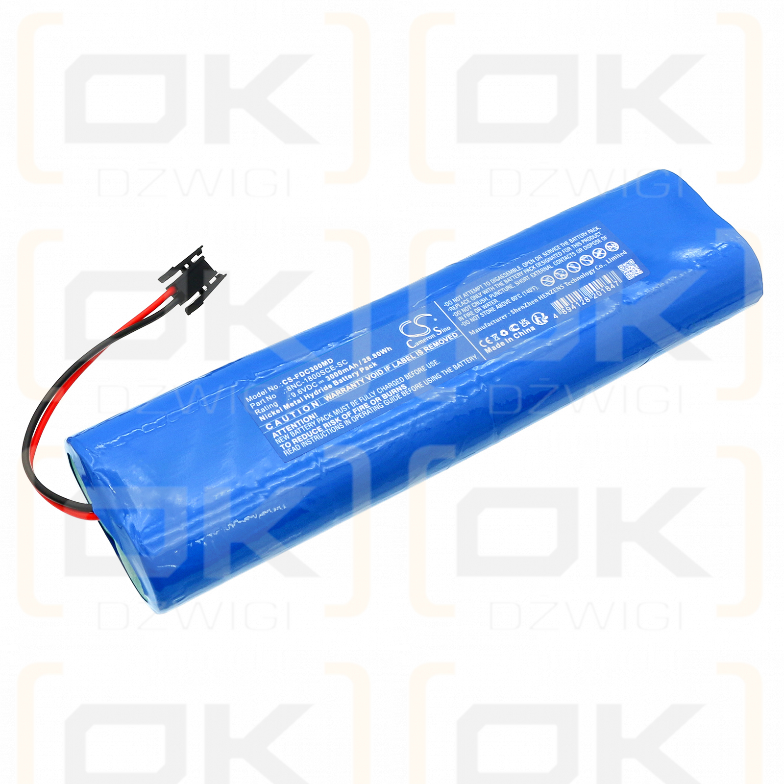 Fukuda Cardisuny C300 Akku / 8NC-1800SCE-SC 3000mAh Ni-MH 9,6V (Cameron Sino)