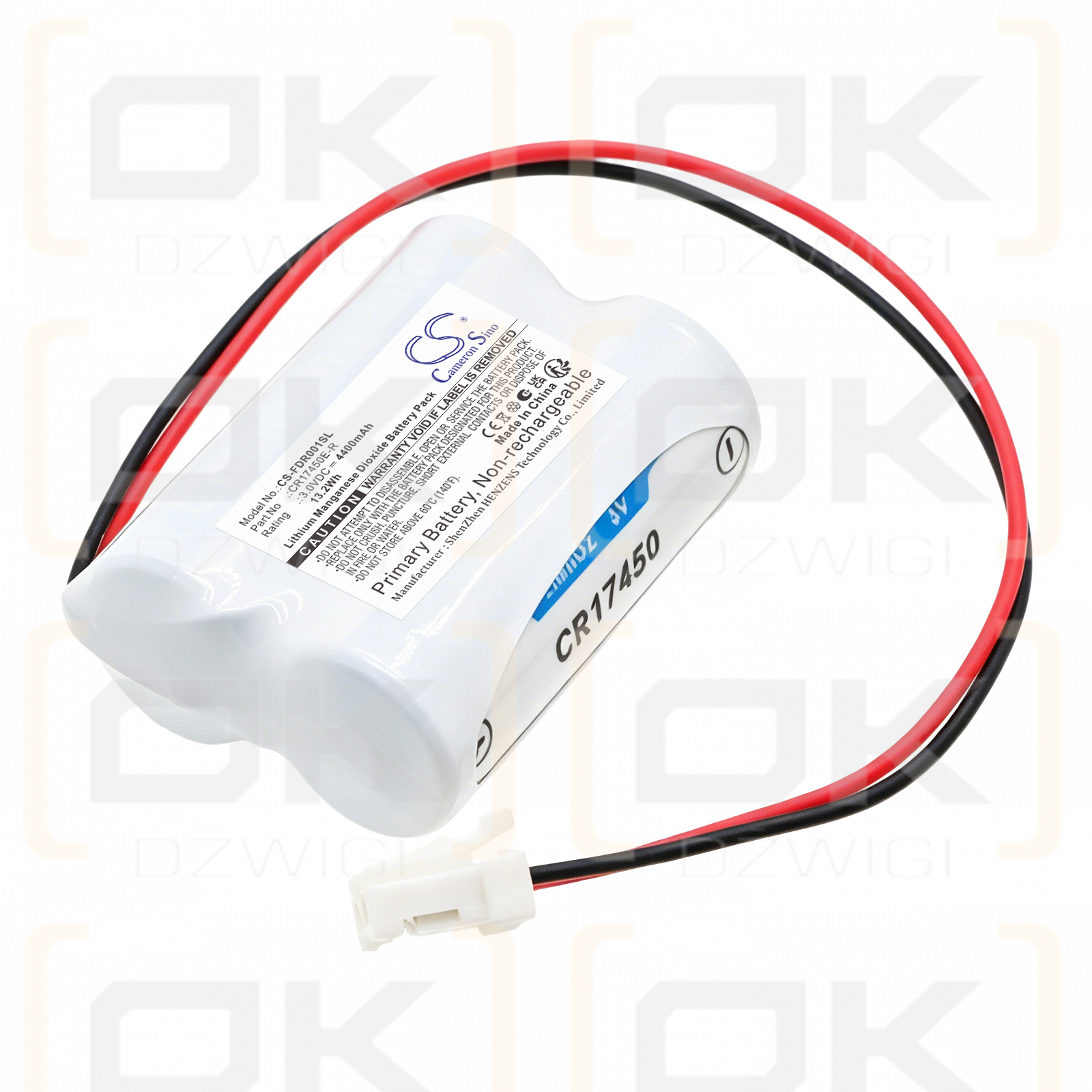 Replacement Battery for FDK / CR17450E-R 4400mAh Li-MnO2 3V (Cameron Sino)