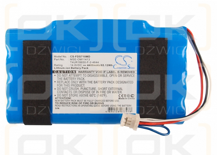 Fukuda Denshi DS 7100 Dynascope Bedside Monitor / T4UR18650-F-2-4644 4400mAh Li-ion 14.8V (Cameron Sino)