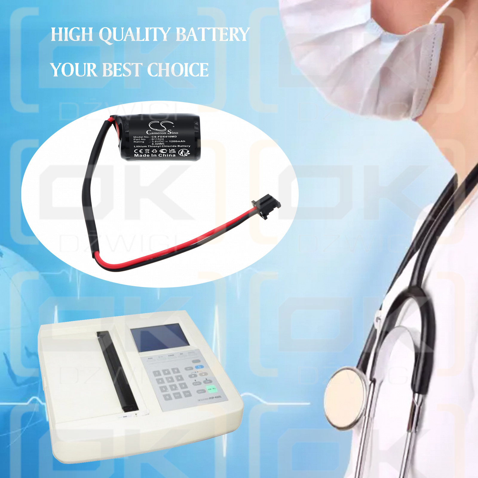 Fukuda Denshi FCP-4101 EKG-Speicher / B11524 1200 mAh Li-SOCl2 3,6 V (Cameron Sino)