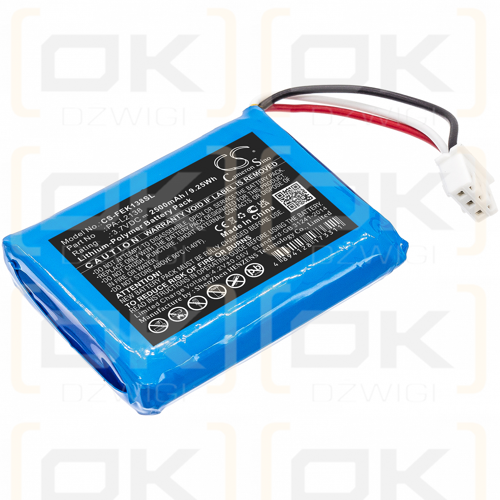 Fey Elektronik PA-L2138 2500mAh Li-Polymer 3.7V (Cameron Sino)