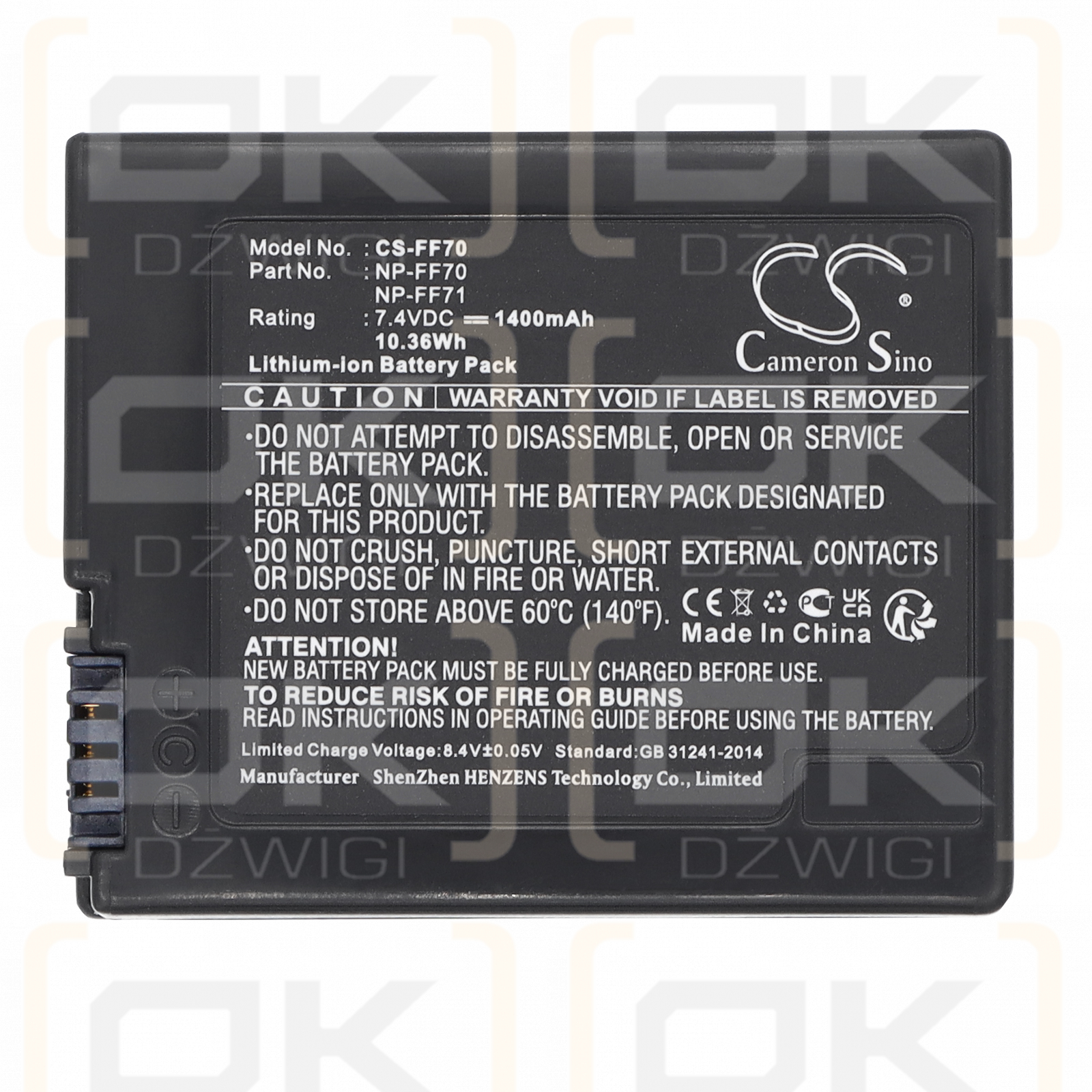 Аккумулятор Sony DCR-TRV25 / NP-FF70 литий-ионный 7,4 В 1400 мАч (Cameron Sino)