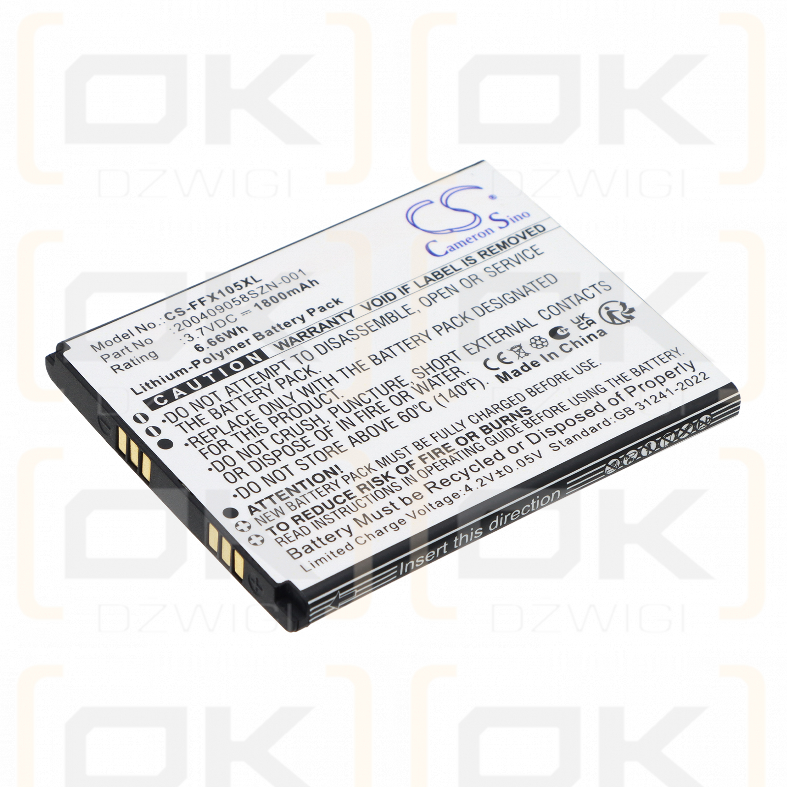 Bateria zamienna do FAMOCO FX105 / 200409058SZN-001 1800 mAh Li-Polymer 3.7 V (Cameron Sino)