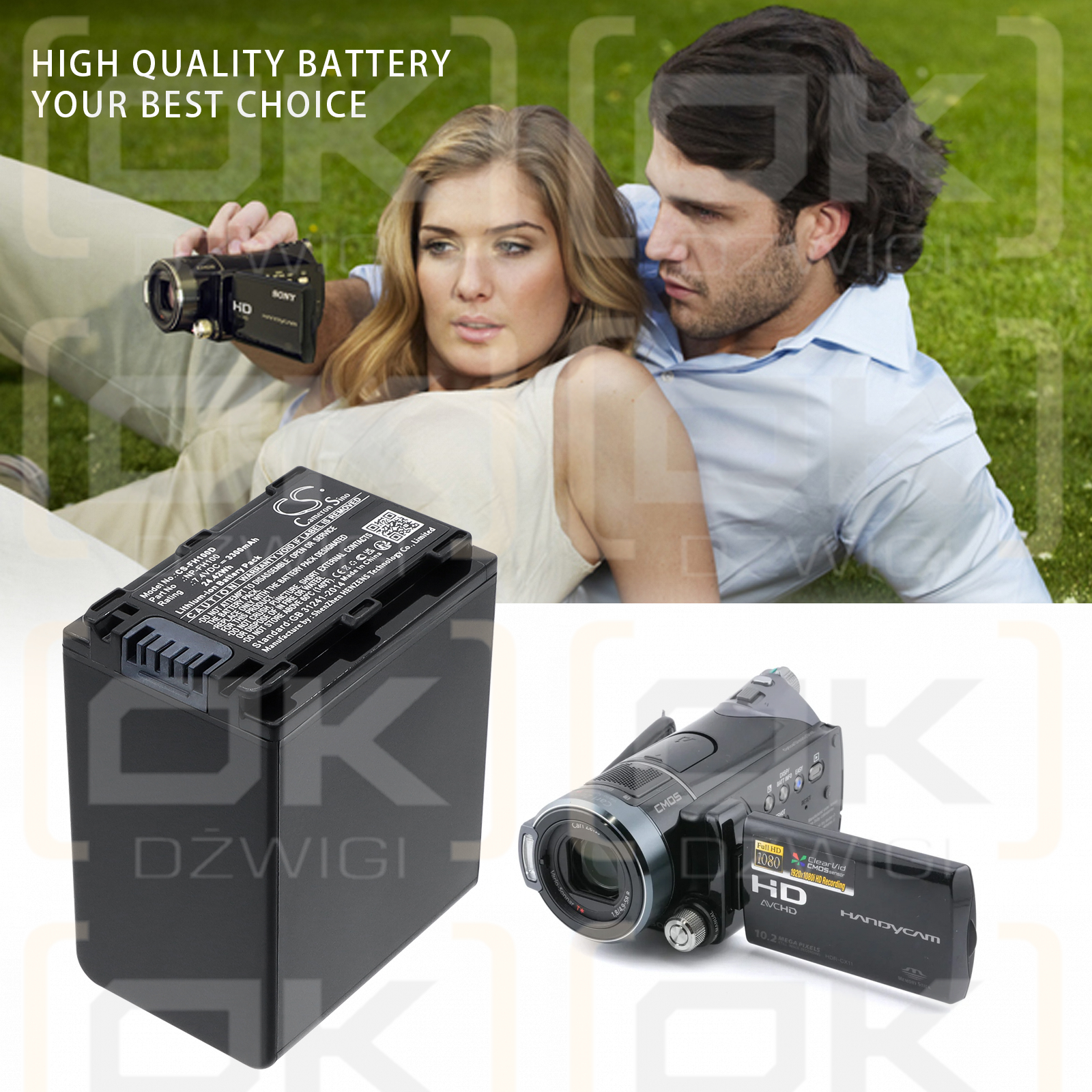 Аккумулятор Sony DCR-DVD705E / NP-FH100 литий-ионный 3300 мАч 7,4 В (Cameron Sino)