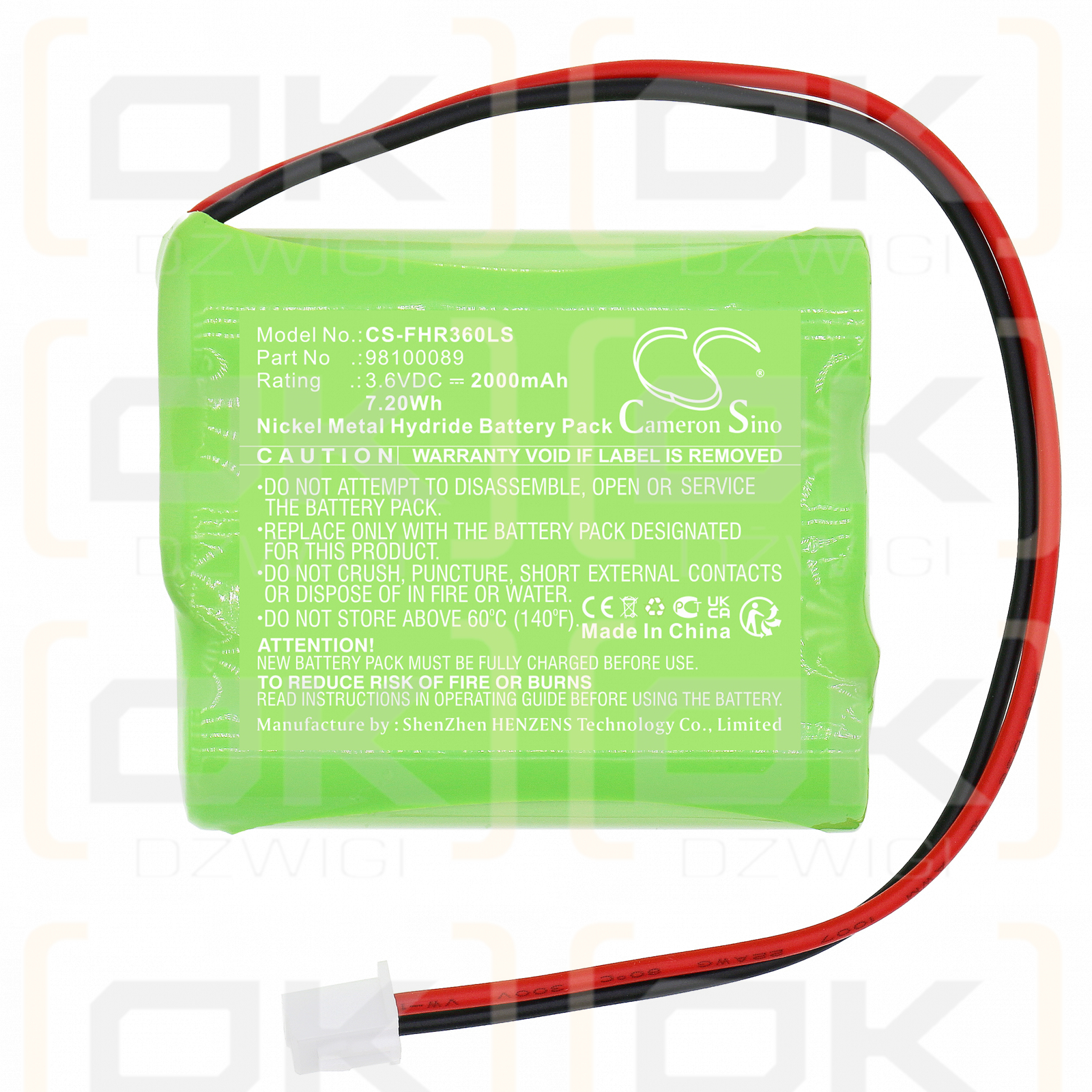 Fischer AP-0360-0100-AA-NC-01 / 98100089 2000mAh Ni-MH 3.6V (Cameron Sino)