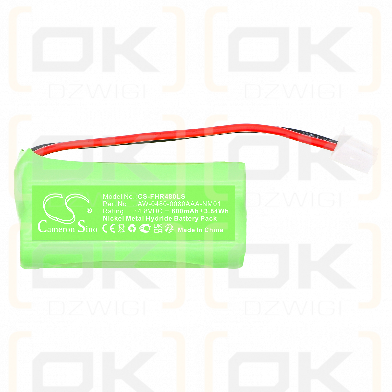 Fischer AW-0480-0080AAA-NM01 800mAh Ni-MH 4.8V (Cameron Sino)