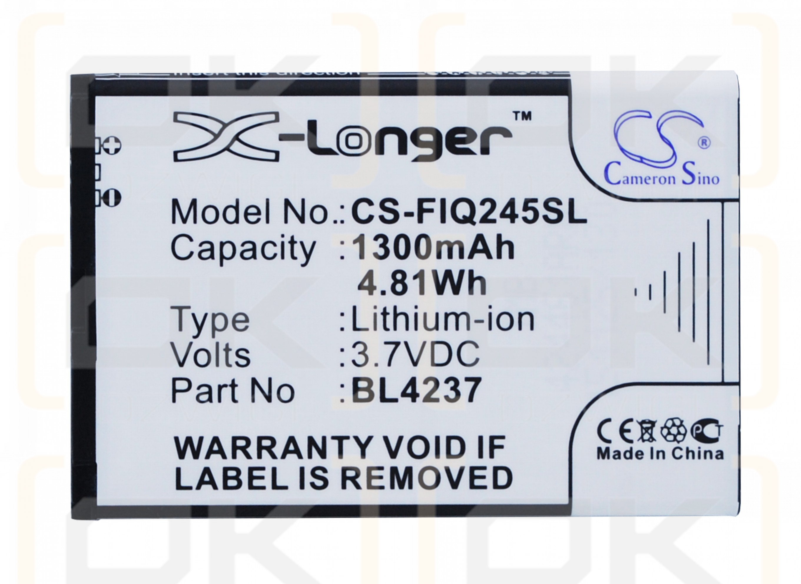 Fly IQ430 Evocar / BL4237 1300mAh Li-ion 3.7V (Cameron Sino)