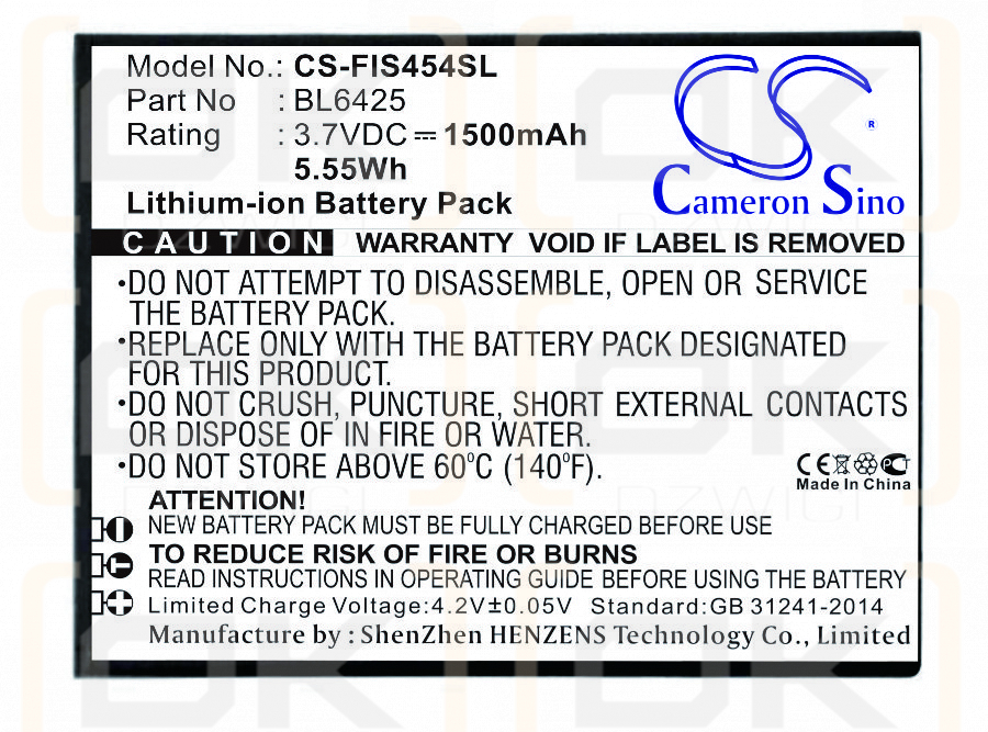 Fly Nimbus 8 / BL6425 1500mAh Li-ion 3.7V (Cameron Sino)