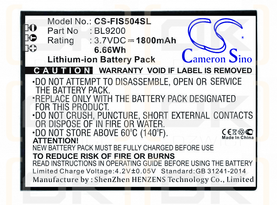 Fly Cirrus 2 / BL9200 1800 mAh Li-Ion 3,7 V (Cameron Sino)