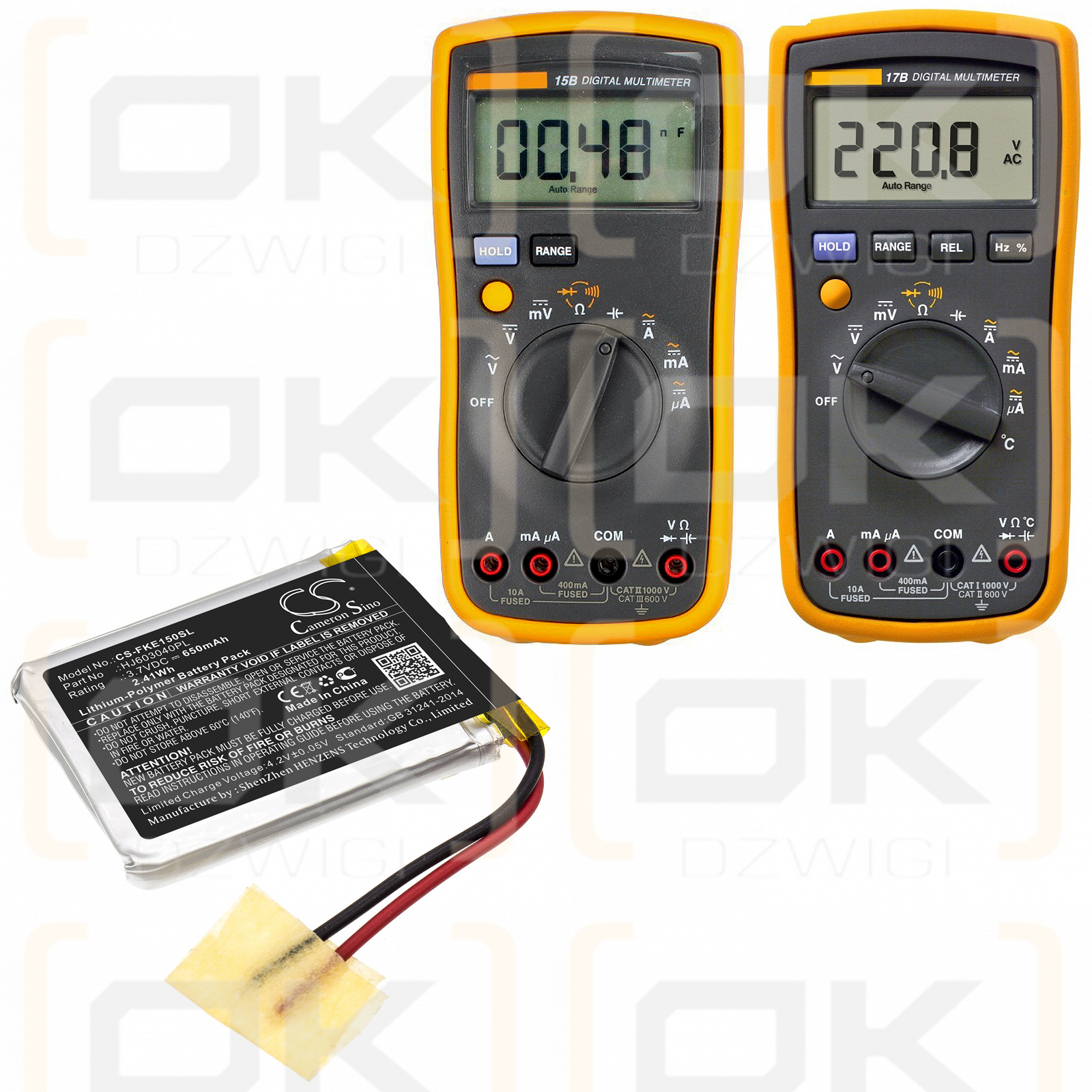 Fluke 17B / HJ603040PL 650 mAh Li-Polymer 3,7 V (Cameron Sino)