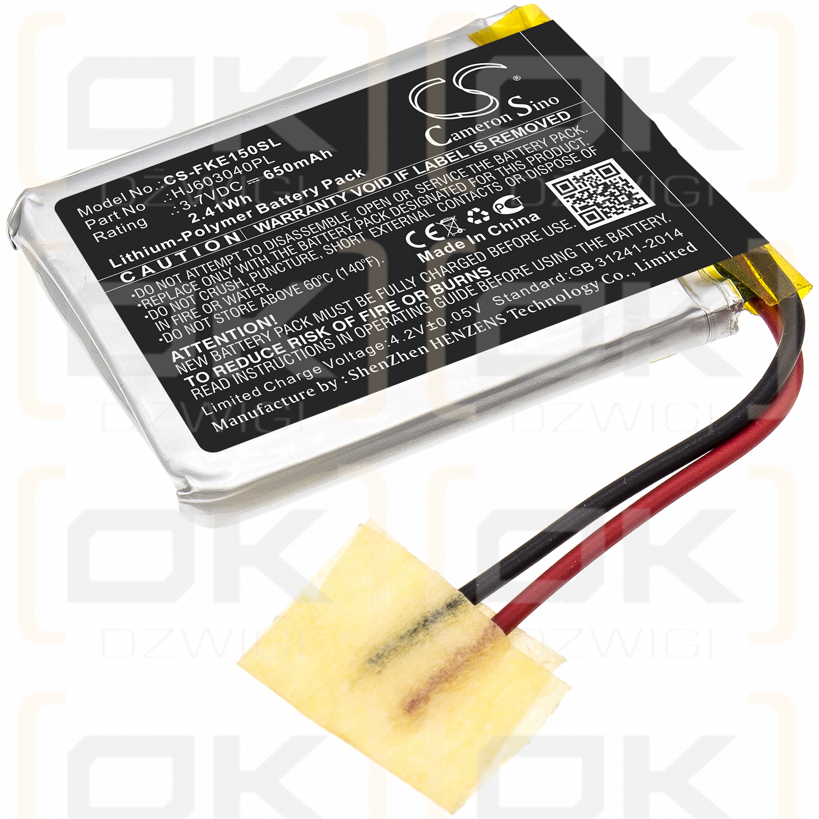 Fluke 17B / HJ603040PL 650 mAh Li-Polymer 3,7 V (Cameron Sino)