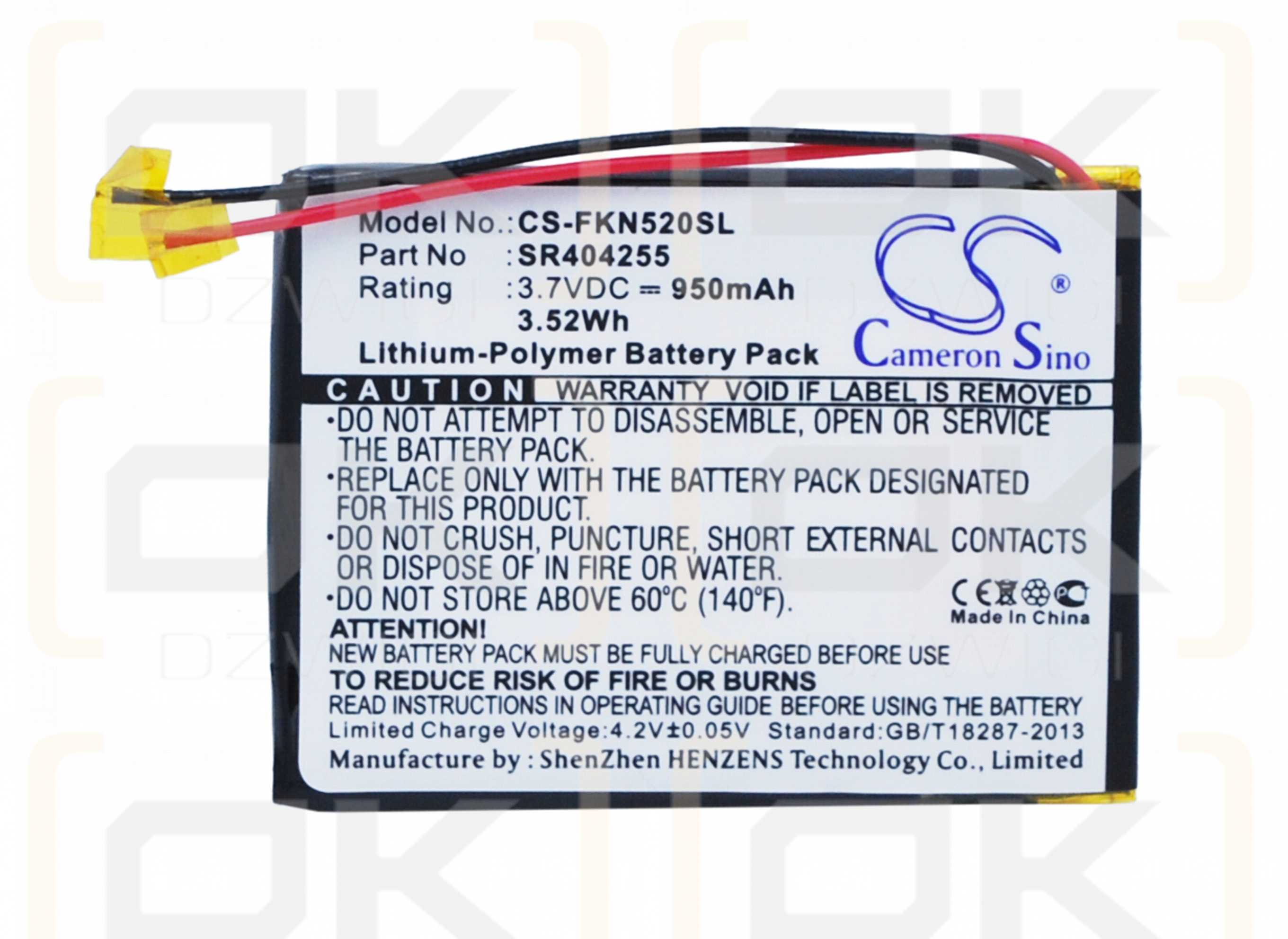Falk Neo 520LMU / SR404255 950 mAh Li-Polymer 3.7 V (Cameron Sino)