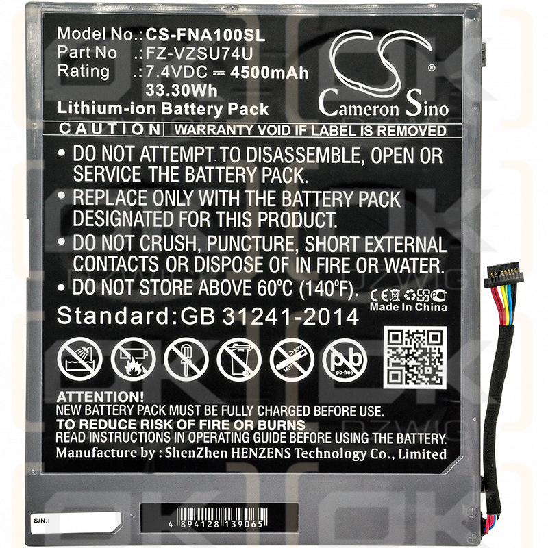 Panasonic Toughpad FZ-A1 4G / FZ-VZSU74U 4500 mAh Li-ion 7,4 V (Cameron Sino)