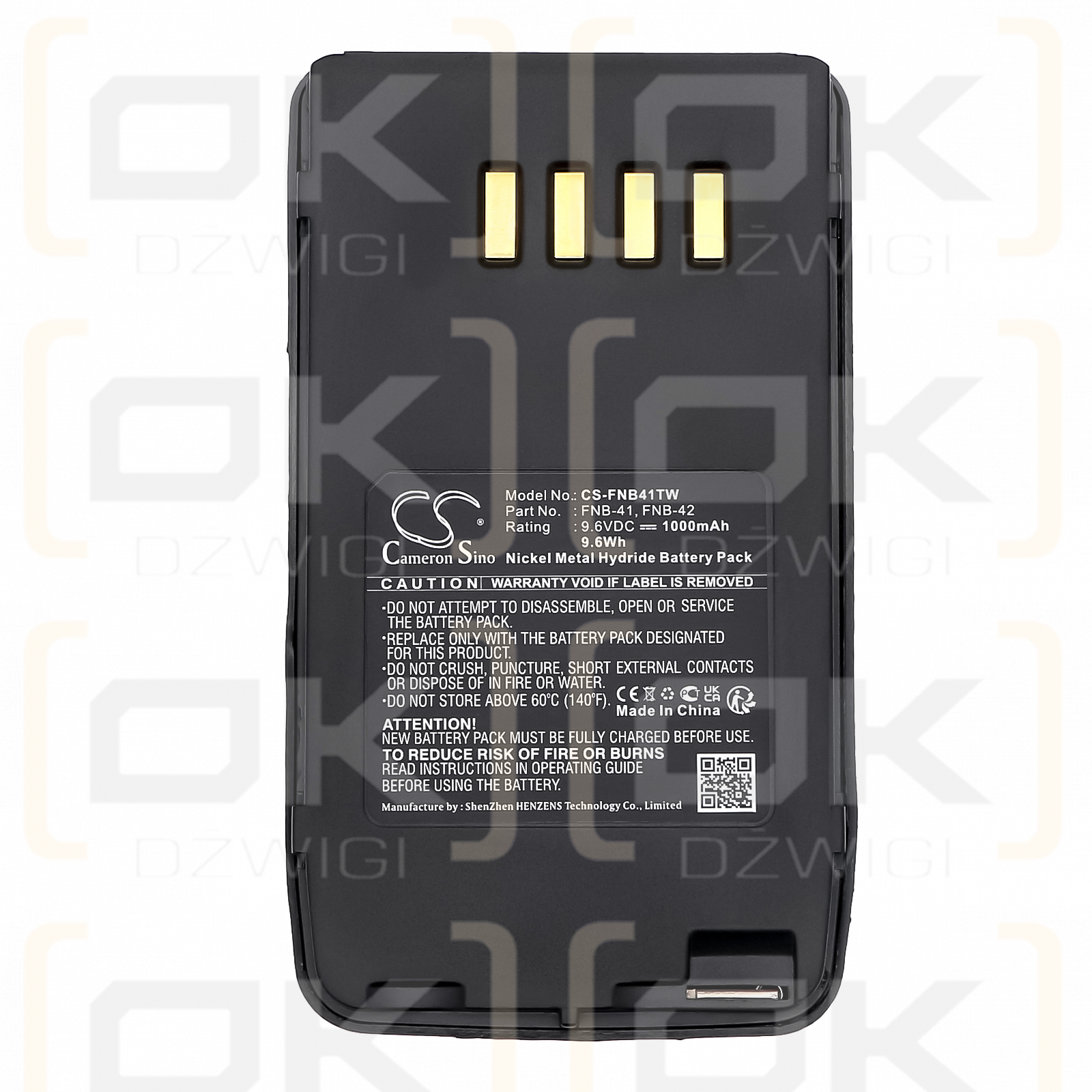 Vertex Standard VXA-100 / FNB-41 1000mAH Ni-MH 9.6V (Cameron Sino)