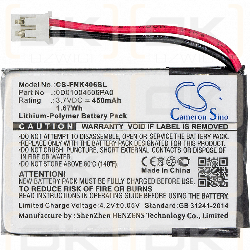 Franklin EST-4016 / 0D01004506PA0 450 mAh Li-Polymer 3,7 V (Cameron Sino)