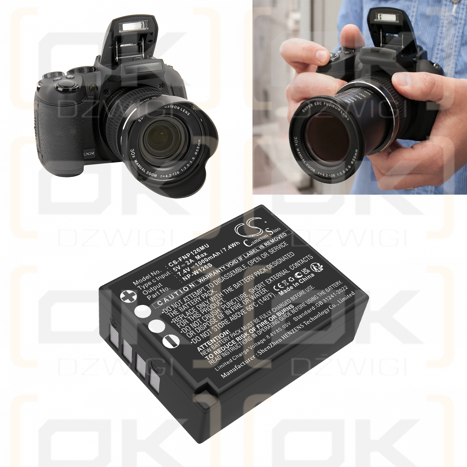 Fujifilm XT30 / NP-W126 1000 мАч литий-ионный 7,4 В (Cameron Sino)