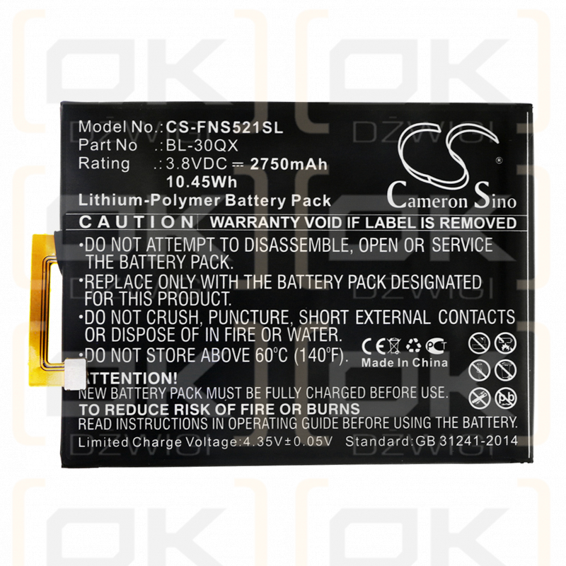 Сменный аккумулятор для Infinix S521 / BL-30QX 2750 мАч, литий-полимерный, 3,8 В (Cameron Sino)
