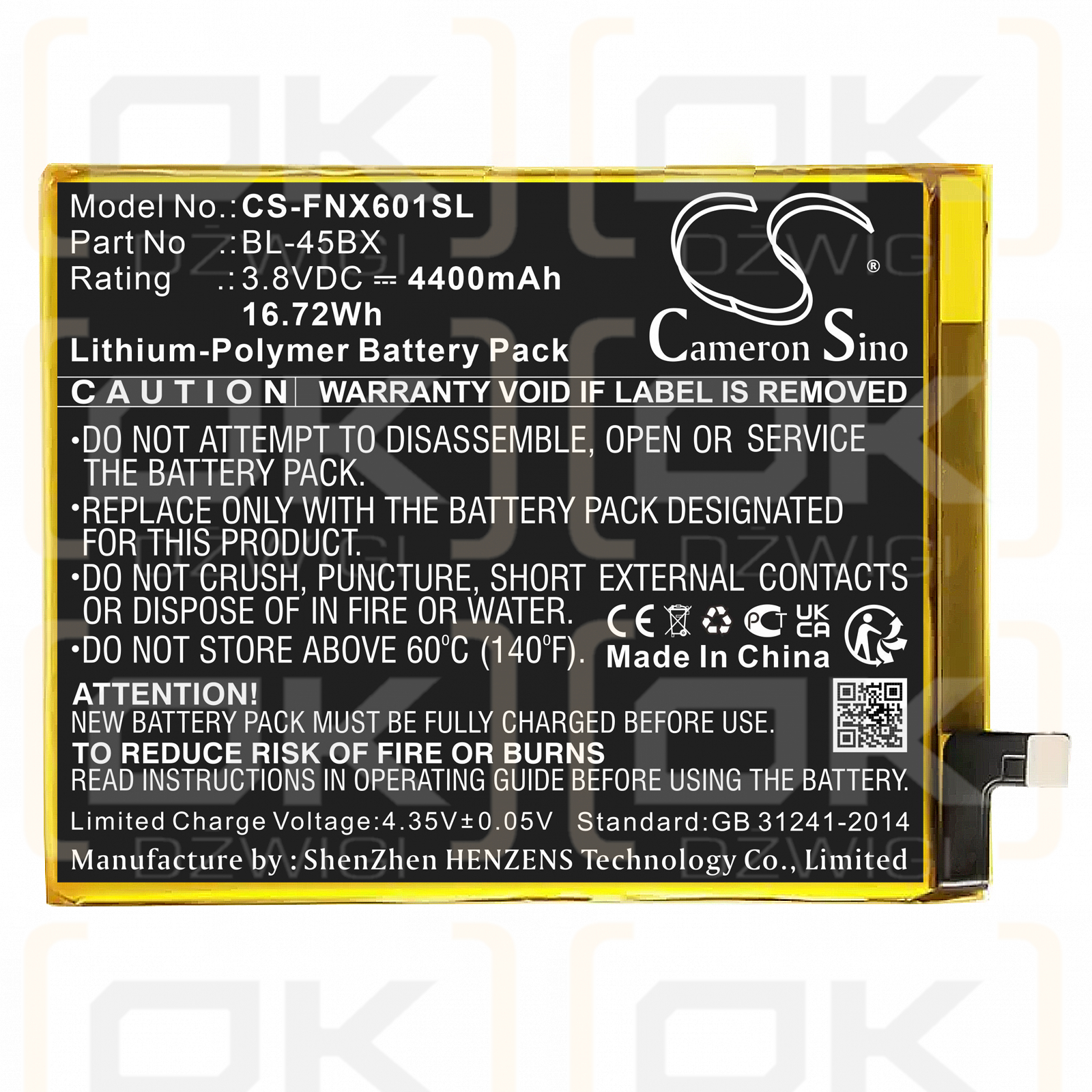 Infinix X601 / BL-45BX 4400mAh Li-Polymer 3.8V (Cameron Sino)