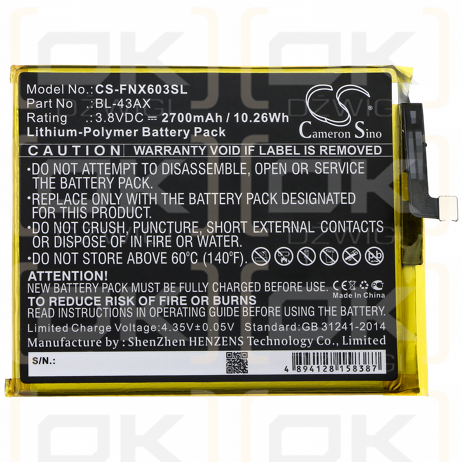 Infinix X603 / BL-43AX 2700 mAh Li-Polymer 3,8 V (Cameron Sino)