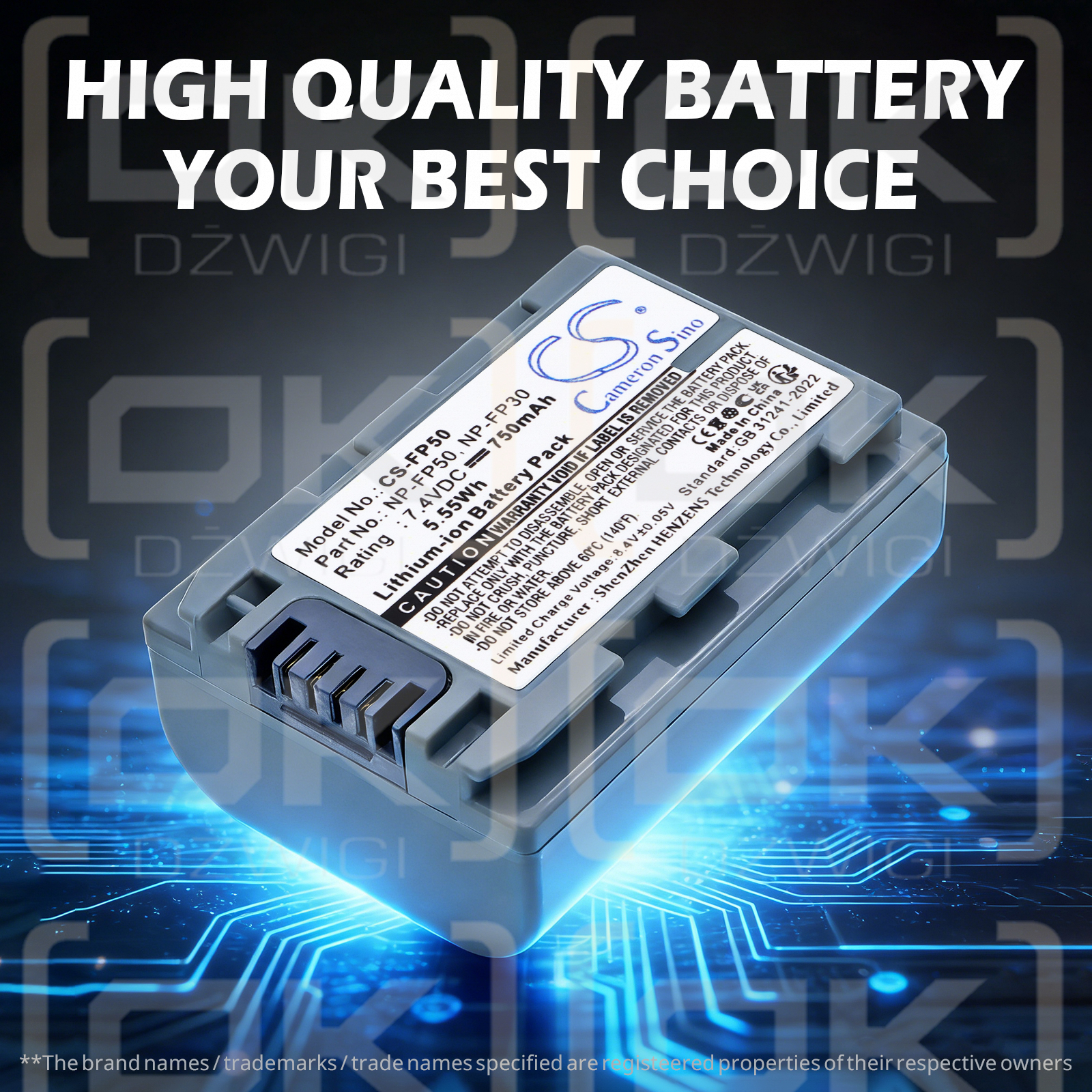 Sony DCR-DVD105 / NP-FP50 750 mAh Li-ion 7,4 V (Cameron Sino)