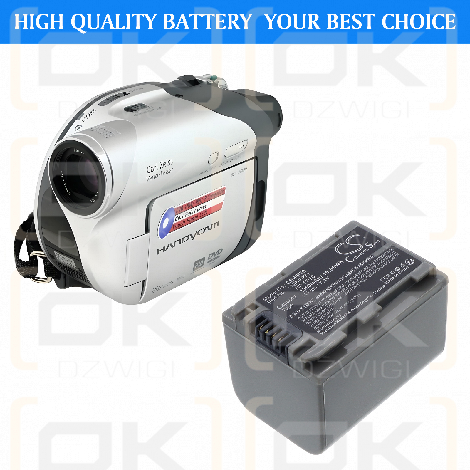 Sony DCR-DVD405 / NP-FP70 1360 mAh Li-ion 7,4 V (Cameron Sino)