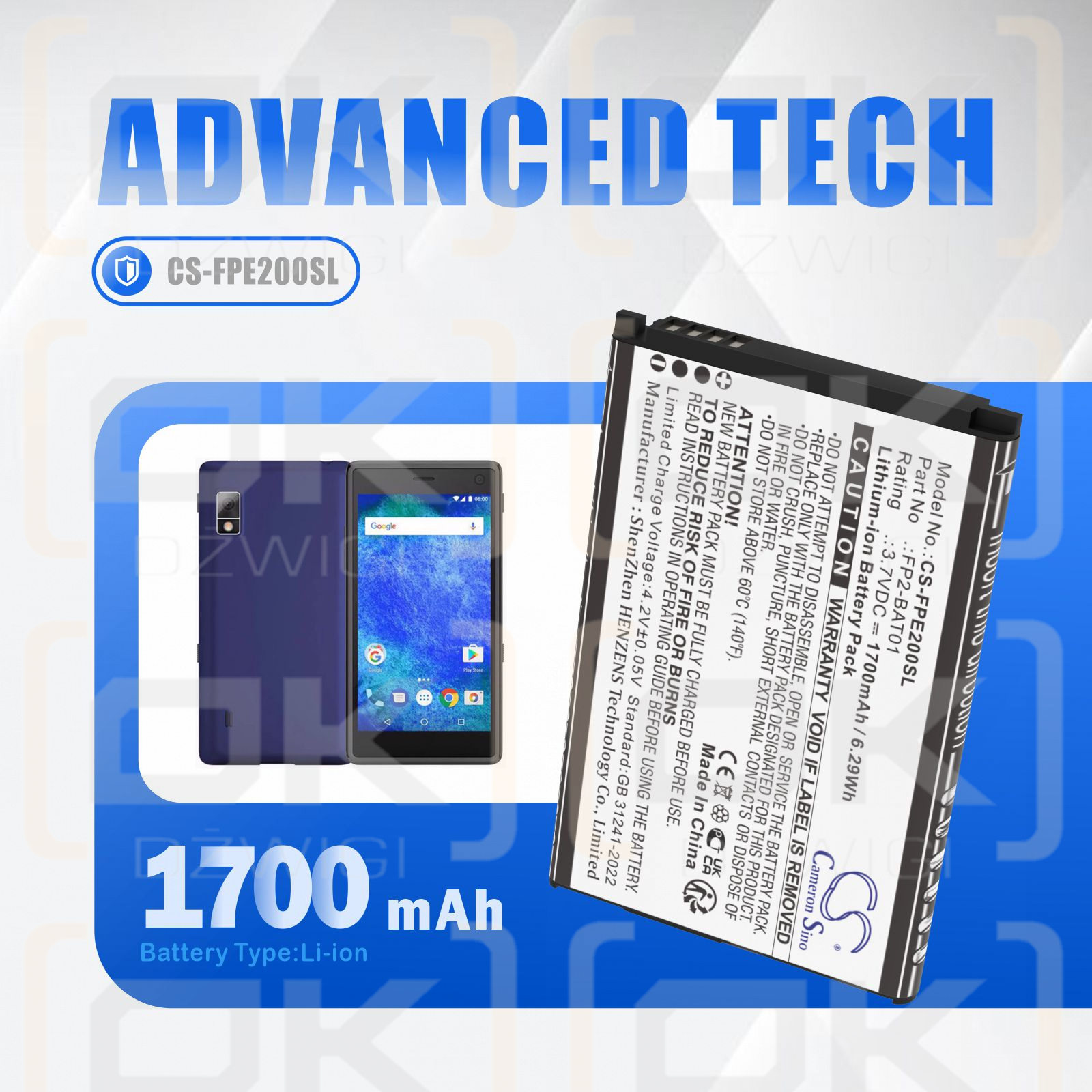 Fairphone Fairphone 2 / FP2-BAT01 1700 mAh Li-Ionen 3,7 V (Cameron Sino)
