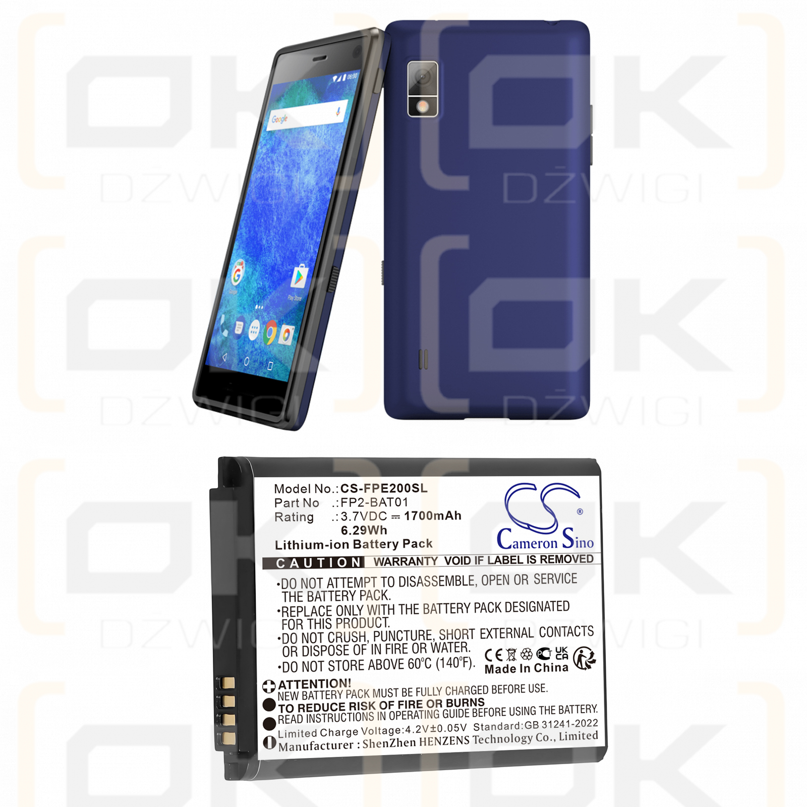Batería Fairphone 2 / FP2-BAT01 de 1700 mAh y 3,7 V (Cameron Sino)