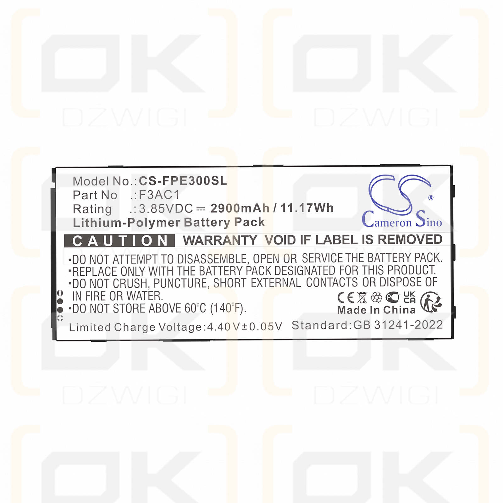 Fairphone Fairphone 3+ / F3AC1 2900 mAh Li-Polymer 3,85 V (Cameron Sino)