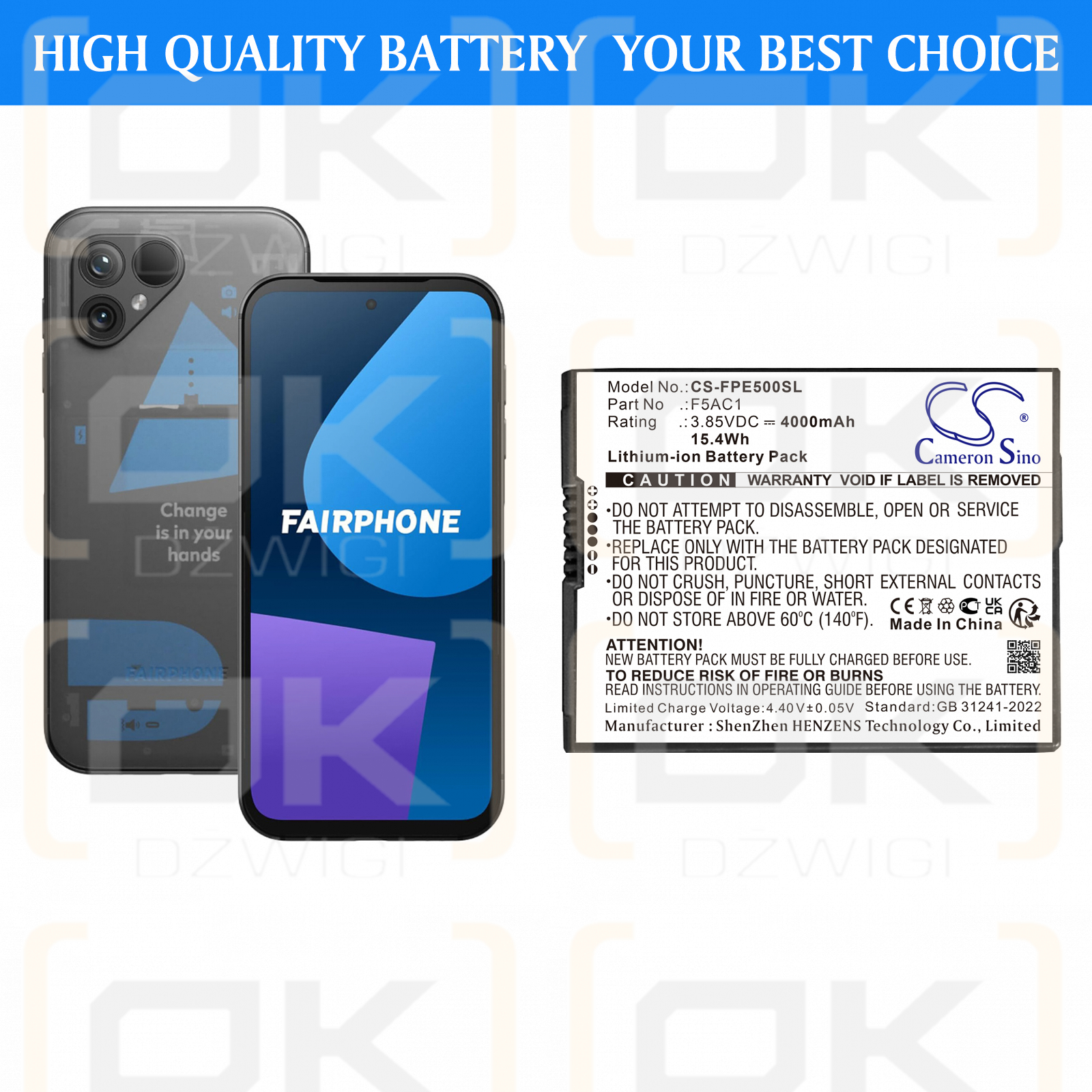 Fairphone Fairphone 5 / F5AC1 4000 mAh Li-Polymer 3.85 V (Cameron Sino)