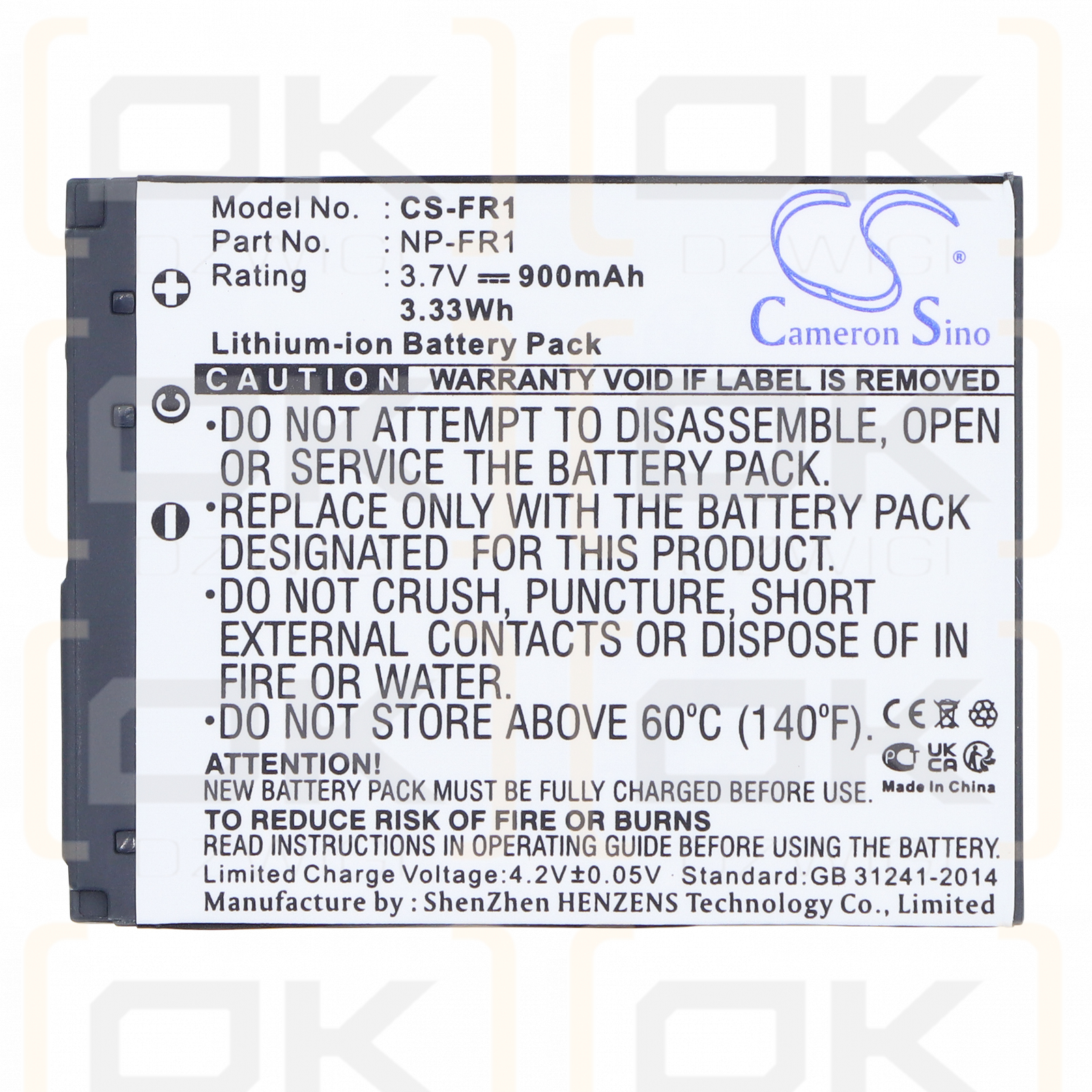 Sony Cyber-shot DSC-F88 / NP-FR1 900mAh Li-ion 3.7V (Cameron Sino)