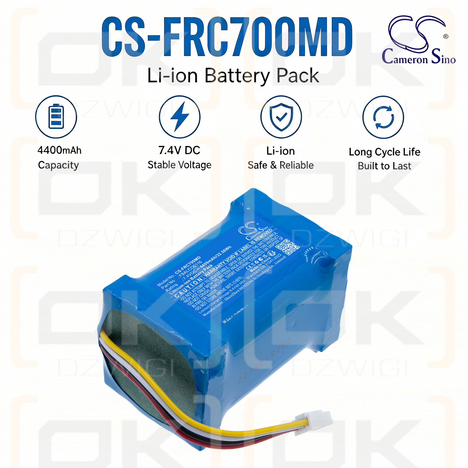 Сменный аккумулятор для топливного насоса Fresenius DC7 / FBALCO0116 4400 мАч Li-ion 7,4 В (Cameron Sino)