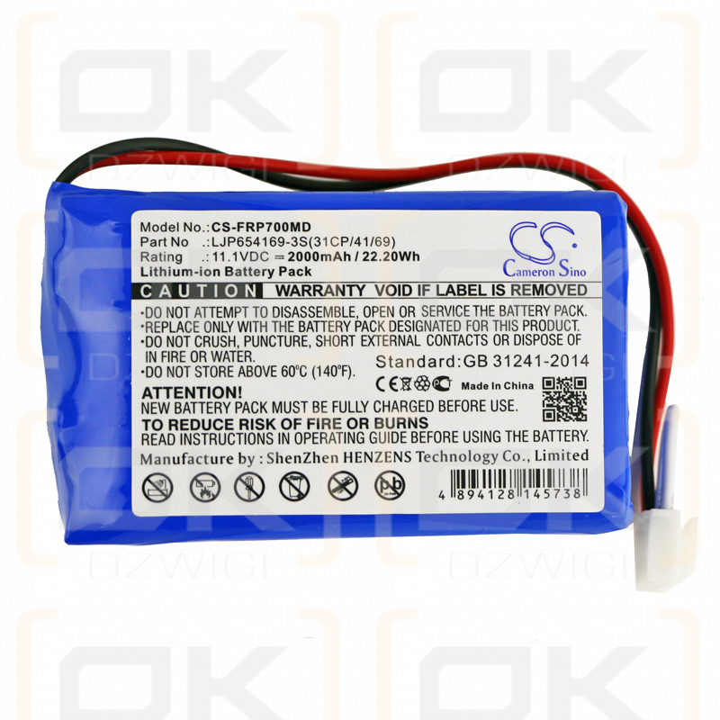 Fresenius Infusion VP7 Pumpen / LJP654169-3S(31CP/41/69) 2000 mAh Li-Ion 11,1 V (Cameron Sino)