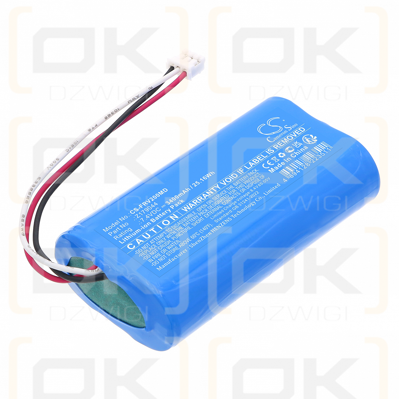 Fresenius infusion pump Volumat Agilia SP Version V2 / Z179044 3400 mAh Li-ion 7.4 V (Cameron Sino)